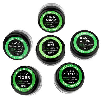 Prebuilt Coil Prebuilt Coils Hive Clapton Quad Tiger, Pack of 10 - Scent Vape