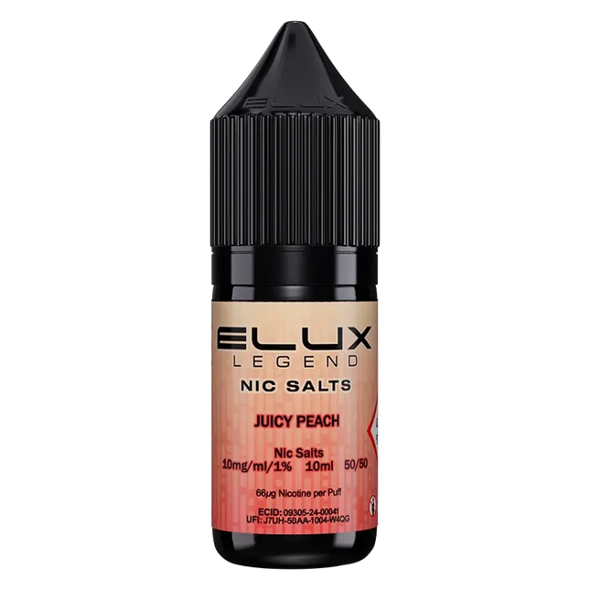 Juicy Peach Elux Legend Nic Salt Vape Juice