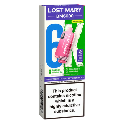 Lost Mary BM6000 Strawberry Raspberry Cherry Ice Prefilled Pod Kit - Scent Vape